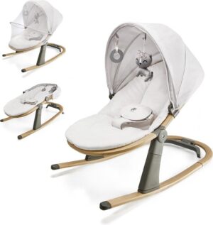 Kinderkraft ELSU - 2-in-1 Wipstoeltje en Wieg - Lichtgewicht aluminium frame - Verstelbare rugleuning (3 standen) - Inclusief zonnekap, klamboe en speelgoed - Comfortabele, wasbare zitting - Geschikt vanaf geboorte tot 9 kg - Gewicht 2,5 kg - Elegant