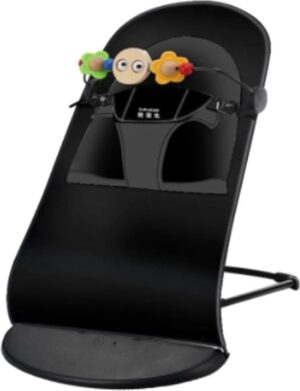 Amalee - Wipstoel - Babyschommel - Schommelstoel - Zwart - Tot 20 kg - 0/36 maanden - Katoenen stof - Makkelijk schoon te maken - Niet elektrisch - 4 Schommelstanden