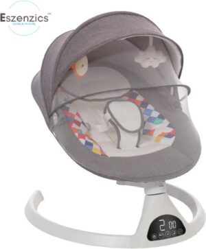 Eszenzics™ Elektrisch Wipstoel - Schommelstoel - Babyschommel - Babyswing - met Klamboe - Grijs