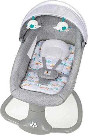Hanimo Elektrische Wipstoel - Elektrische Schommelstoel Baby - Baby Swing Elektrisch - Schommelstoel - Schommelwieg - Wiegstoel - Met Muziek - Bluetooth - 67x76x81cm - Grijs