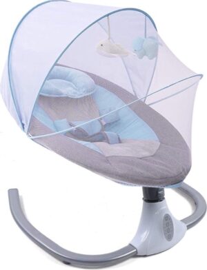Luxe Elektrische Wipstoel – Baby – Babyschommel – Schommelstoel – Wipper – Babyswing – 12 Ingebouwde Muziekopties – MP3 – Extra Veilig – Blauw
