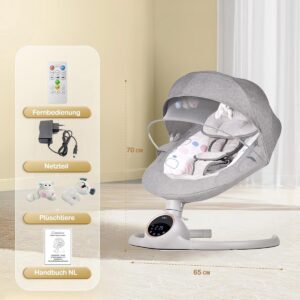 Schommelstoel Baby - Baby Swing - Wipstoel Baby's met Speelboog - Grijs